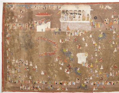 ジョアン・ケテラールのウダイプール国王大使館 ウダイプールのマハラナ サングラム シン 1711 年、ヨハン ジョスア ケテラール率いるオランダ東インド会社のメンバーを楽しませる 作： Anonymous