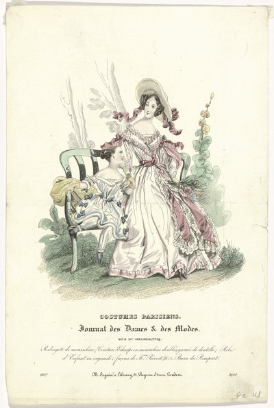 Journal des Dames et des Modes, Costumes Parisiens, 1837, (3489): Muslin redingote (...) 作： Anonymous