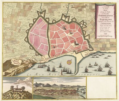 カールト・ヴァン・バルセロナ、カリフォルニア州。 1706年 カタルーニャ州の州都であるバルセロナ市のすべての古い要塞と新しい要塞の真の正確な計画 (オブジェクトのタイトル) 作： Anonymous