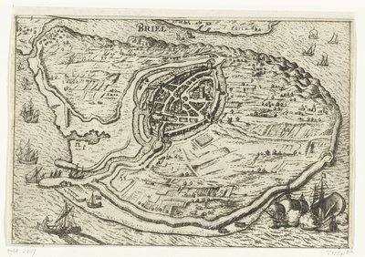 フォールン島の地図とブリーレの地図、1572 年 Briel (オブジェクトのタイトル) 作： Anonymous