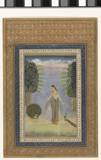 Kakubha ragini: 孔雀の間を歩く孤独な女性 作： Anonymous