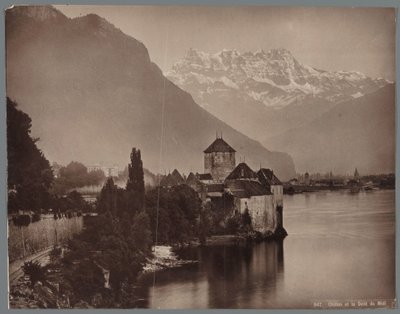 レマン湖のシヨン城、ダン・デュ・ミディの遠景 Chillon et la Dent du Midi (オブジェクトのタイトル) 作： Anonymous