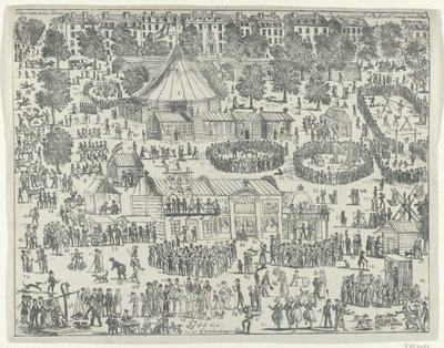ハーグの広場での見本市、1845 年 Eutopian Fair (オブジェクトのタイトル) 作： Anonymous