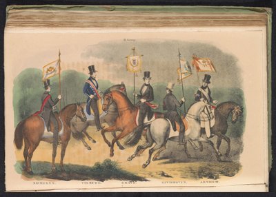 ナイメーヘン、ティルブルフ、グレイブ、アイントホーフェン、アーネムの儀仗兵の衣装と旗、1840～1842年 Ⅱ． グループ (オブジェクトのタイトル) 作： Anonymous