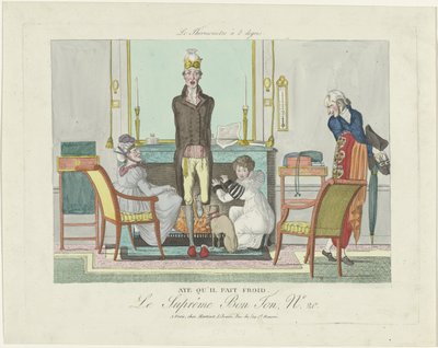 Le Supreme Bon Ton, The 8 Degree Thermometer, 1800-1815, No. 20: ええ、寒いです。 作： Anonymous