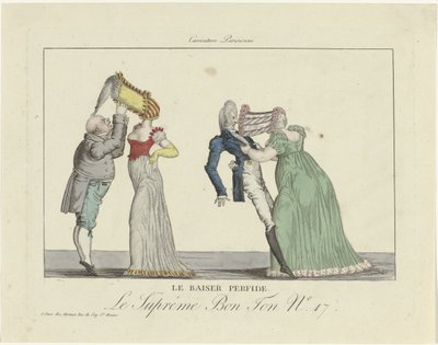 至高のボントン。 似顔絵パリジェンヌ、1800-1815、No. 17: 裏切りのキス。 作： Anonymous