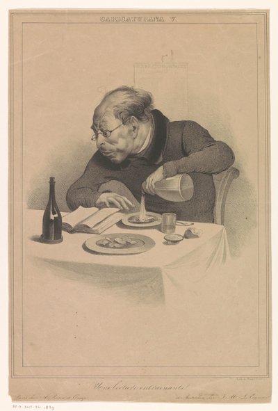 読書マン Une Lecture Entraînante (オブジェクトのタイトル) Caricatures (出版社 Pontin と Eigeman による) (シリーズ タイトル) Caricaturana (オブジェクトのシリーズ タイトル) 作： Anonymous