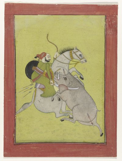 Maharao Umed Singh または Bundi イノシシを殺すマハラジャ・ウメド・シン 作： Anonymous