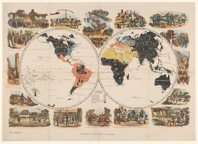 ミッションの世界地図と宗教シーン 委託はがき（オブジェクトのタイトル） 作： Anonymous