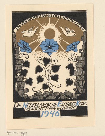 Nederlandsche Exlibriskring からの 1946 年の新年の願い 作： Anonymous