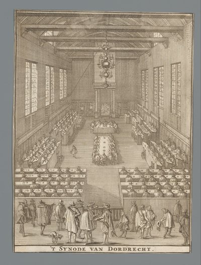 ドルドレヒト教会会議の開会、1618 年 ドルドレヒト教会会議 (オブジェクトのタイトル) 作： Anonymous