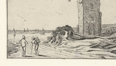 ビーチ近くの灯台に沿った小道 Esaias van de Velde (連載タイトル) 後の風景 作： Anonymous