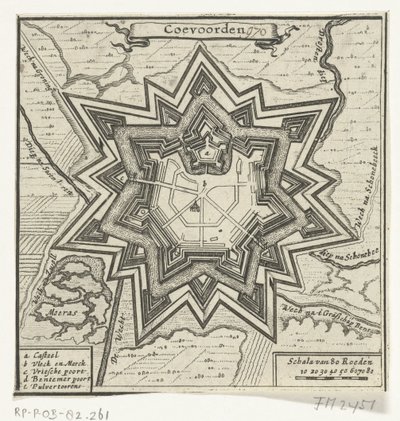 Coevorden の地図、1672 年 Coevorden (オブジェクトのタイトル) 作： Anonymous