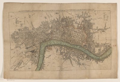 プラットグロンド・ヴァン・ロンデン、1761年 1761 年までの新しい建物を含むロンドン、ウェストミンスター、サザークのシティ ガイドまたはポケット プラン (オブジェクトのタイトル) 作： Anonymous