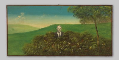 描かれた風景の中の見知らぬ男の肖像 作： Anonymous