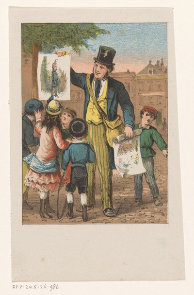 5人の子供を持つ版画商 作： Anonymous