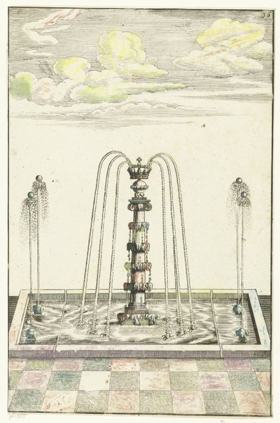 イオン柱を備えた長方形の洗面器 Architectura Curiosa Nova (シリーズタイトル) 作： Anonymous