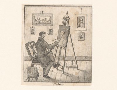 彼のイーゼルの後ろに絵を描く マーラー (オブジェクトのタイトル) 作： Anonymous