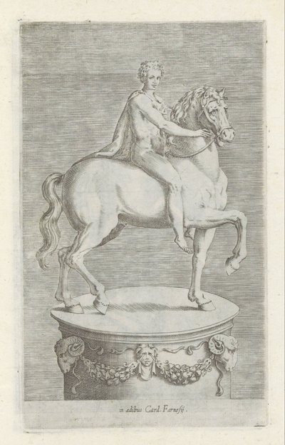 Sculptuur van een naakte jongen op een paard ローマのアンティーク彫刻（シリーズタイトル） 公共の場所で見られるローマ市の古代の彫像のアイコン (シリーズ タイトル) 作： Anonymous