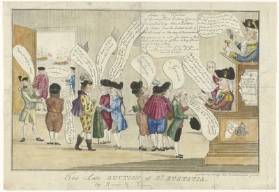 聖ユスタティウスの英語の漫画、1781 セント ユースタティアでのレイト オークション (オブジェクトのタイトル) 作： Anonymous