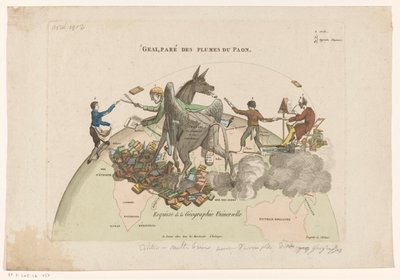 Spotprent op de Geographys Universelle van Conrad Malthe-Brun Universal Geography のスケッチ (オブジェクトのタイトル) 作： Anonymous