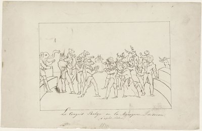 国王の選出をめぐるベルギー国民会議の不和に関する風刺漫画、1831 年 Le Congrès Belge ou la Ménagerie en désordre. (d