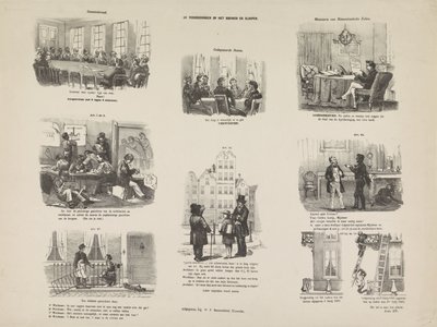 建物と解体に関するユトレヒトの条例の漫画、1857 建築及び解体に関する規則（物件の名称） 作： Anonymous