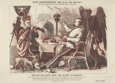 カイザー ヴィルヘルム 1 世とビスマルクの漫画、1870 年 聖ウィレムの血と骨の夕食 (オブジェクトのタイトル) 作： Anonymous