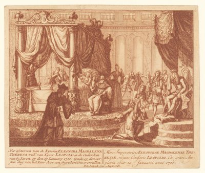 1720 年 1 月 19 日、プファルツ ノイブルクの皇后エレオノーラの死の床 キセリン・エレオノーラ・マグダレナ・テレサ・ウォードの死。 カイザー・レオポルドの 65 歳 (...) (オブジェクトのタイトル) 作： ピーター・シェンク（II）