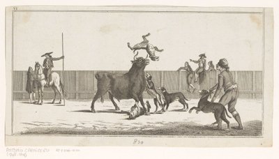 犬に襲われた雄牛 Coleccion de las principales suertes de una corrida de toros (オブジェクトのシリーズ タイトル) 闘牛の最重要技集（連載タイトル） 作： Anonymous