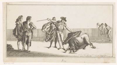 マタドールに刺された雄牛 Coleccion de las principales suertes de una corrida de toros (オブジェクトのシリーズ タイトル) 闘牛の最重要技集（連載タイトル） 作： Anonymous