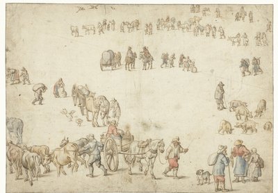 農場の荷馬車、牛、同胞、騎手の学習シート 作： Anonymous