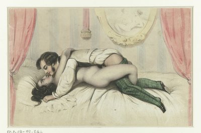 セックスをしている 3 つのカップル 四柱式ベッドでセックスするカップル 愛し合う三組のカップル（シリーズタイトル） 作： Anonymous