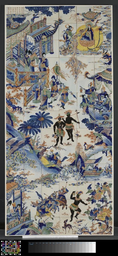 中国の風景を描いたタイルパネル 中国の風景とタイルのタブロー 作： Anonymous