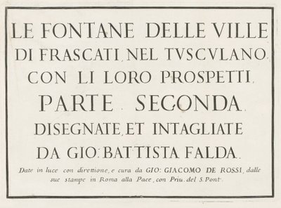 タイトルを額装したタイトルプリント Fontane delle ville di Frascati (シリーズタイトル) フラスカーティの泉（シリーズタイトル） 作： Anonymous