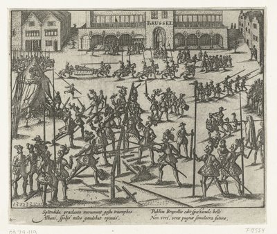 ブリュッセルのグランプラスでのトーナメント、1569年 作： Anonymous