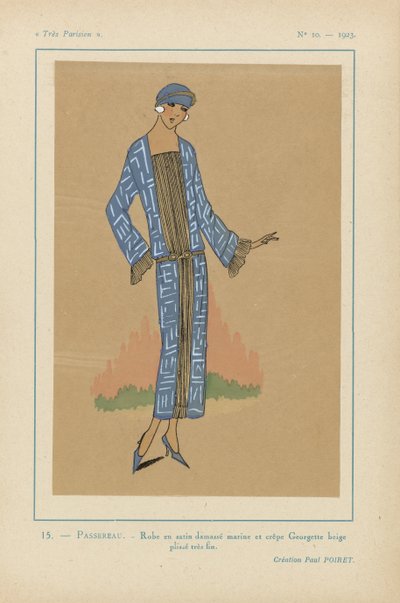 非常にパリジャン、1923年、No 10: 15.- PASSEREAU. - ダマスクサテンドレス... 作： Anonymous