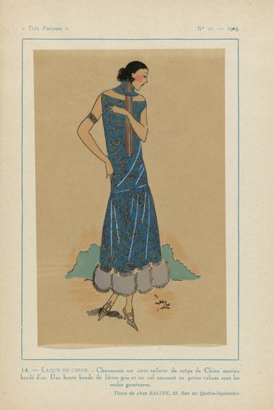 非常にパリジャン、1923年、No 11: 14. - 中国のラッカー。 - 魅力的なのはこのトイレ... 作： Anonymous