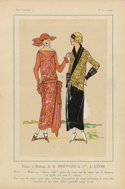 非常にパリジャン、1923年、No. 2: A. PRÉVOST & CIEによる生地とリボン ... 作： Anonymous