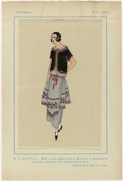 非常にパリジャン、1923年、No 6: 8. 若い女の子. - アルジェリアベールドレス... 作： Anonymous
