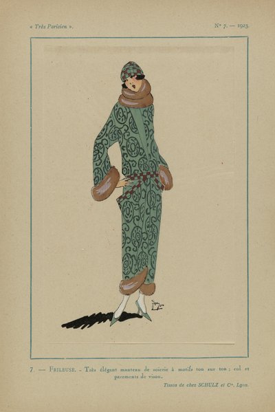 非常にパリジャン、1923年、No 7: 7. - FRILEUSE. - 非常にエレガントなコート... 作： Anonymous