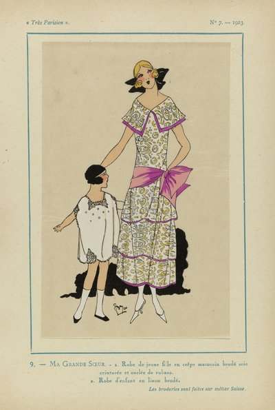 非常にパリジャン、1923年、No 7: 9.- MY BIG SISTER. - 1. 少女のドレス... 作： Anonymous