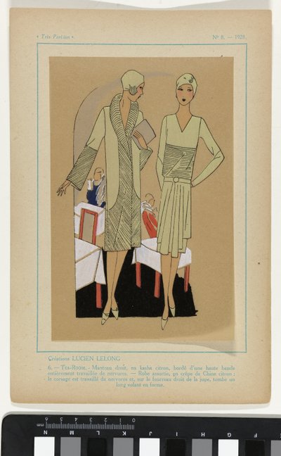 非常にパリジャン、1928、No. 8: Creations LUCIEN LELONG / 6. - TEA-ROOM... 作： Anonymous