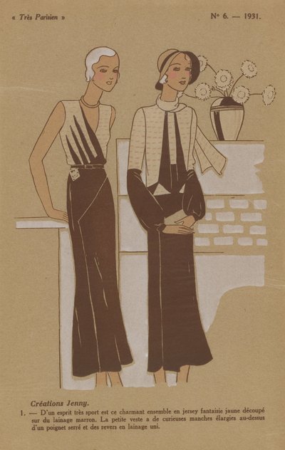非常にパリジャン、1931 年、No. 6: Creations Jenny。 / 1. - 非常にスポーティーな精神で.... 作： Anonymous
