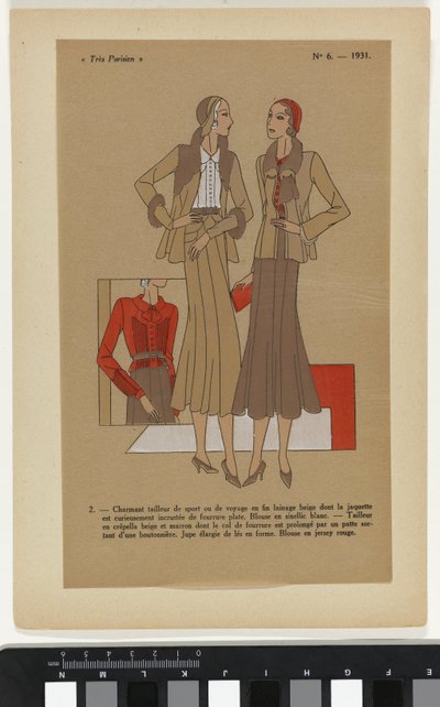 とてもパリジャン。 ファッション、シック、エレガンス 非常にパリジャン、1931 年、No. 6: 2. - チャーミングなスポーツ スーツ... 作： Anonymous