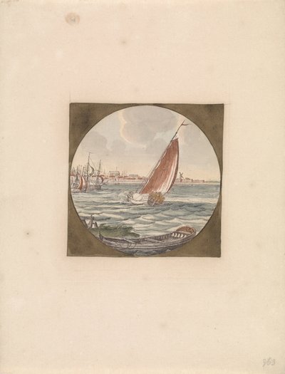 海の帆船と手前のスループ Ships at Sea (シリーズ B) (シリーズ タイトル) 作： Anonymous