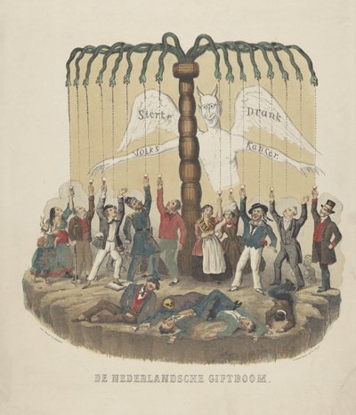 アルコール乱用に対する警告、1867-1868 オランダのギフト ツリー (オブジェクトのタイトル) 作： Anonymous