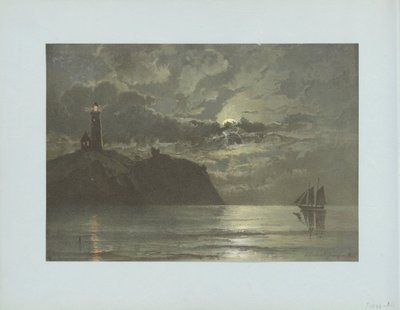 C. Frederick Sörensen の絵画の後の灯台のある海の風景 作： Anonymous