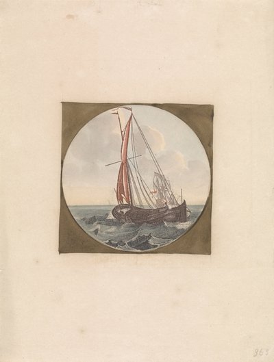 斜め後ろから見た海上の帆船 Ships at Sea (シリーズ B) (シリーズ タイトル) 作： Anonymous