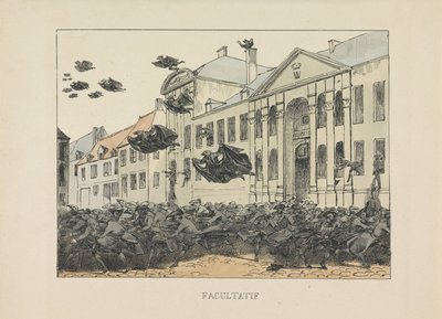 Collegium Philosophicumから逃げる黒いカラス、1829年 オプション (オブジェクトのタイトル) 作： Anonymous